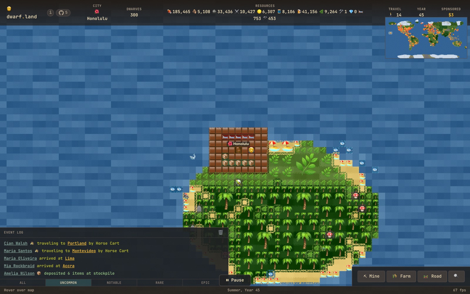 Honolulu island in Dwarf Land with city, jungle, and beaches